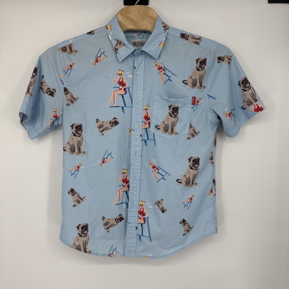RSVLTS The Sandlot Button Up Short Sleeve Shirt Large Lifeguard Wendy Dog Beast